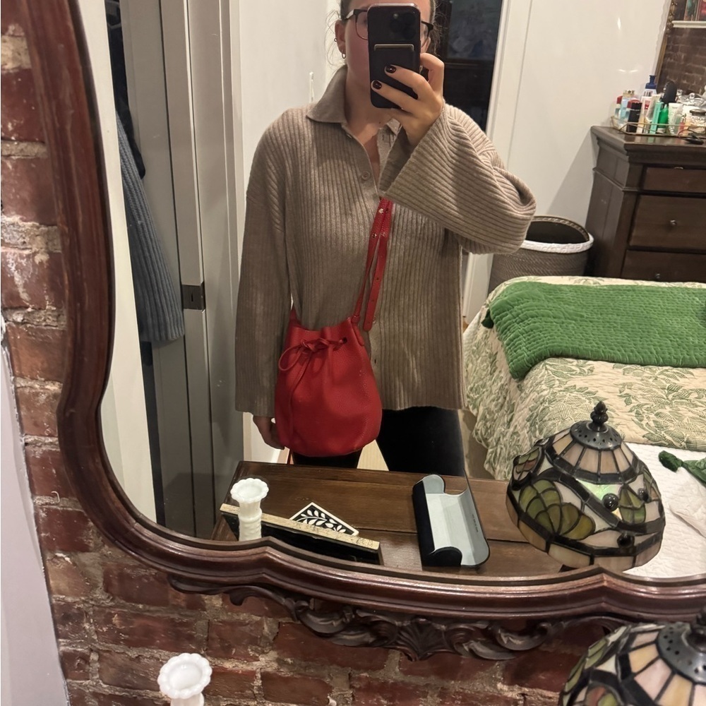 Mansur Gavriel Red Mini Bucket Bag - Picture 8 of 9